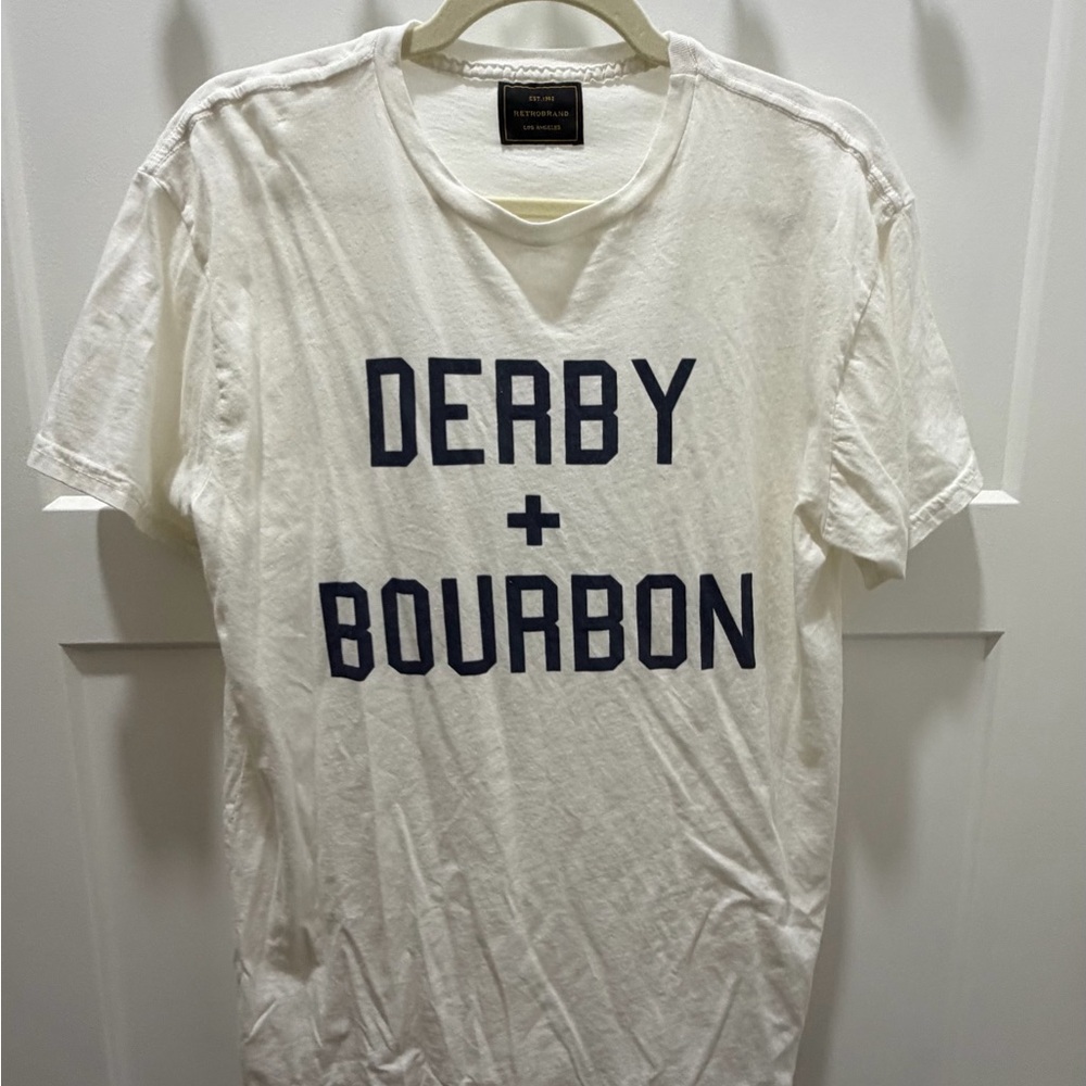 Derby + Bourbon Short Sleeve Graphic Tee - White with Navy Print